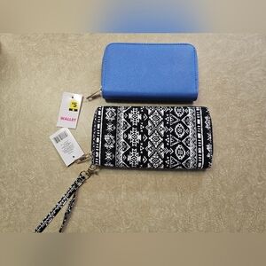 Blue and Black Patterned Wallet Set
